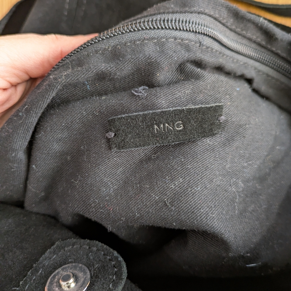 Mango Genuine Suede Black Tote Bag - Picture 6 of 7